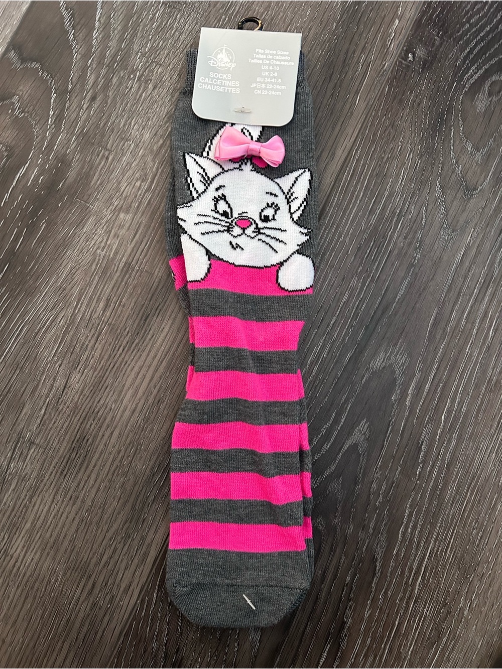 Disney Parks Aristocrats Marie with Pink Bow Crew Socks Brand New Size 4-10
